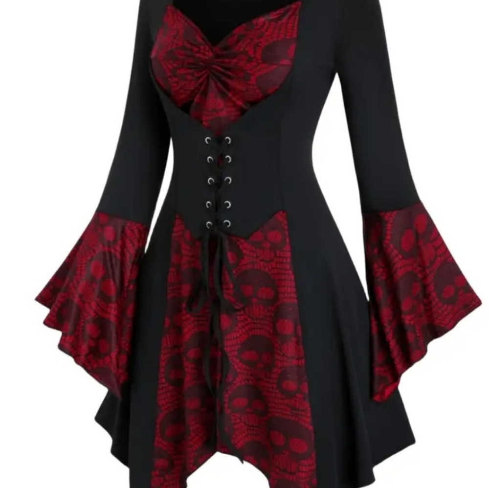 Flared Sleeve Tunic Dress